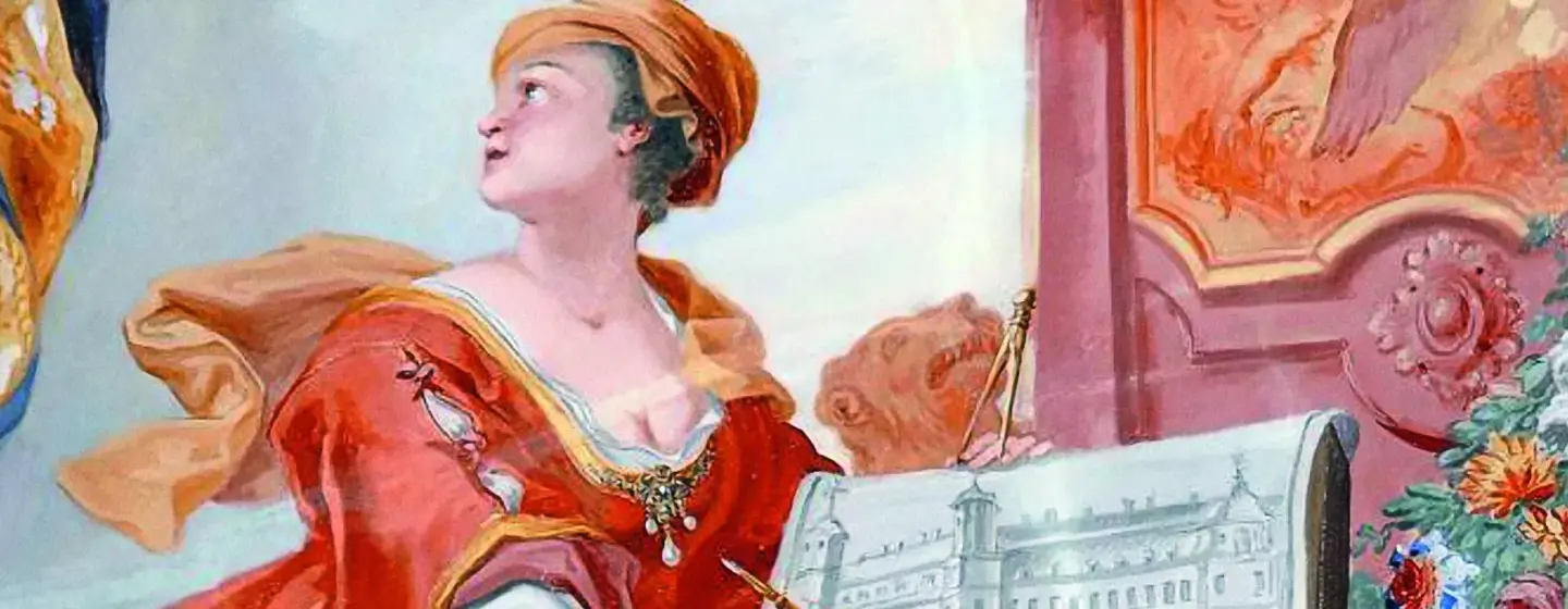 Foto: Staatliche Schlösser und Gärten Baden-Württemberg, Urheber unbekannt Schloss ob Ellwangen, Detail einer Deckenmalerei